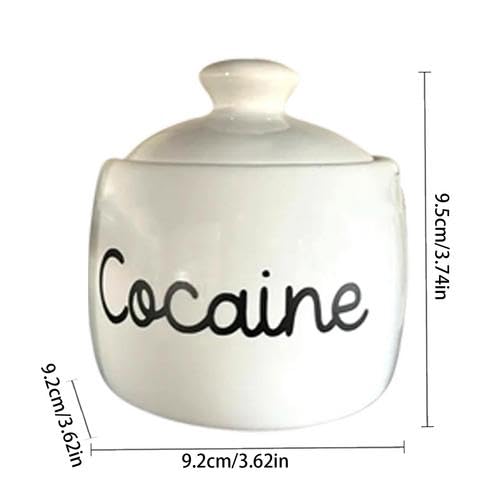 Sugar Bowl With Cocaines Design, Sugar Jar - Ceramic Coffee And Sugar Container With Lid - Salt Container, Sugar Dispenser, Tea Coffee Sugar Canister