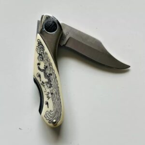 440 STAINLESS STEEL Pocketknife - White Handle, Outdoor, Hunting, Camping, Household - Stainless Steel Material