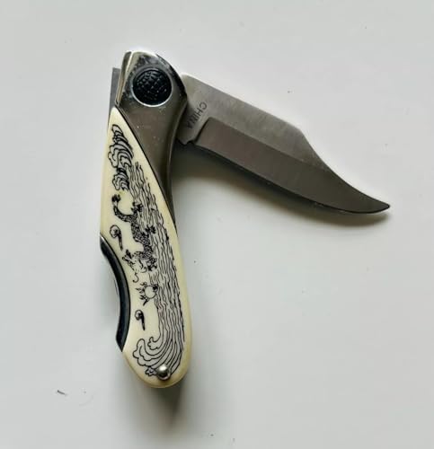 440 STAINLESS STEEL Pocketknife - White Handle, Outdoor, Hunting, Camping, Household - Stainless Steel Material