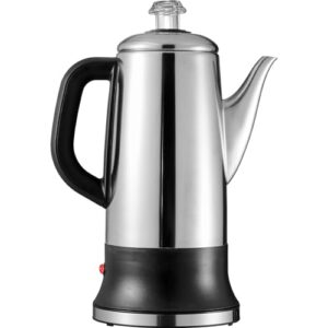 VEVOR Electric Percolator Coffee Pot 12-Cup, 304 Stainless Steel Coffee Percolator, 1000W, Automatic Keep-Warm & Split Power Base