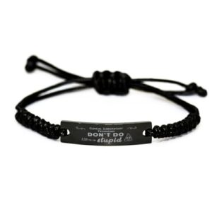 giftville & surprise black stainless steel handmade bracelets adjustable cord inspirational, clinical laboratory technician don't do stupid