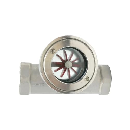 3/8" 1/2" 3/4" 1" -2" BSP Female Window Sight Glass Flow Indicator with Impeller 304 Stainless Steel Water Oil(1/2")