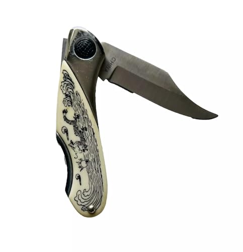 440 STAINLESS STEEL Pocketknife - White Handle, Outdoor, Hunting, Camping, Household - Stainless Steel Material