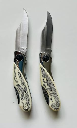 440 STAINLESS STEEL Pocketknife - White Handle, Outdoor, Hunting, Camping, Household - Stainless Steel Material