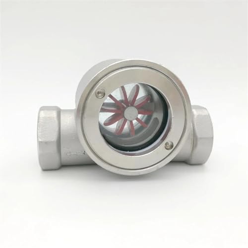 3/8" 1/2" 3/4" 1" -2" BSP Female Window Sight Glass Flow Indicator with Impeller 304 Stainless Steel Water Oil(2")