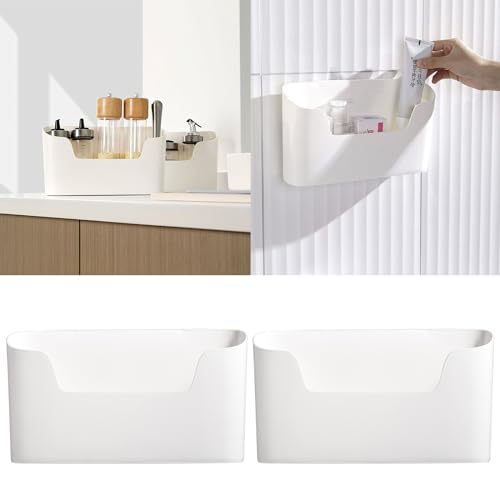 DSBAOMA Pack of 2 Adhesive Storage Shelves Practical Fridge Side Storage Rack Functional Kitchen Cabinet Door Organizers Box