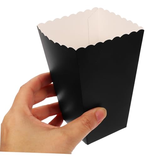 Anneome 48pcs Boxes Food Packaging Box Treat Paper Cup Paper Popcorn Bucket Popcorn Treat Boxes Popcorn Containers Paper Snack Boxes Waffle Cups Bucket Appetizers Serving Cup Black