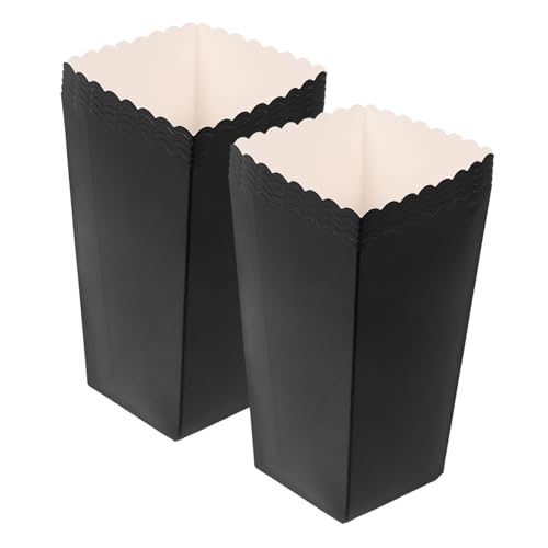 Anneome 48pcs Boxes Food Packaging Box Treat Paper Cup Paper Popcorn Bucket Popcorn Treat Boxes Popcorn Containers Paper Snack Boxes Waffle Cups Bucket Appetizers Serving Cup Black