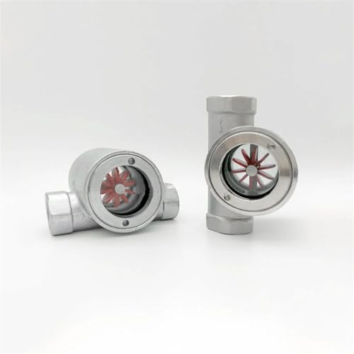 3/8" 1/2" 3/4" 1" -2" BSP Female Window Sight Glass Flow Indicator with Impeller 304 Stainless Steel Water Oil(1/2")