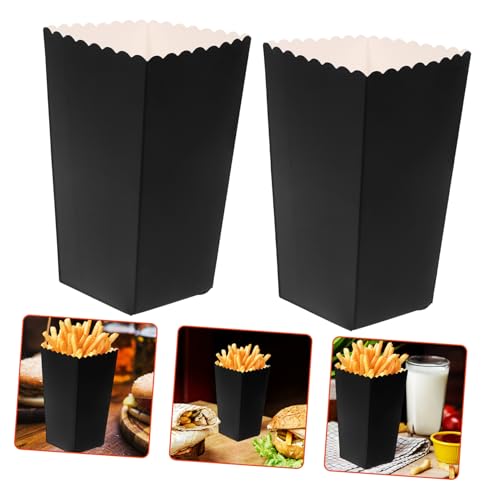 Anneome 48pcs Boxes Food Packaging Box Treat Paper Cup Paper Popcorn Bucket Popcorn Treat Boxes Popcorn Containers Paper Snack Boxes Waffle Cups Bucket Appetizers Serving Cup Black