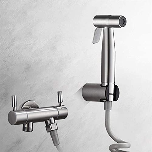 JIYTG Wall Bracket Hose Set 304 Stainless Steel Bidet Sprayer Toilet Partner high Pressure Spray Gun Flushing Set