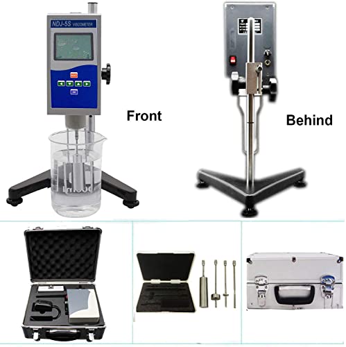 VTSYIQI Viscometer Rotational Viscometer Digital Rotary Viscometer Fluidimeter with Range 1~100000mPa.s with 4 Rotor Viscosity Measurement RS232 Interface Temperature Display Sensor