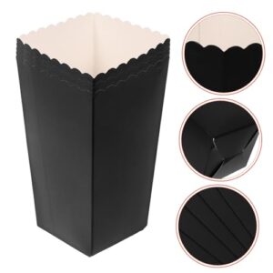 Anneome 48pcs Boxes Food Packaging Box Treat Paper Cup Paper Popcorn Bucket Popcorn Treat Boxes Popcorn Containers Paper Snack Boxes Waffle Cups Bucket Appetizers Serving Cup Black