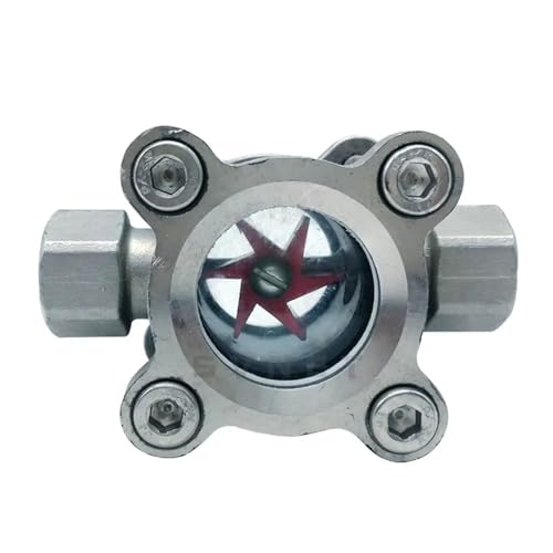 1/2" 3/4" 1" 1-1/4" 1-1/2" 2" BSPT Female 304 Stainless Window Sight Glass Flow Indicator with Impeller Water Oil(1-1/4")