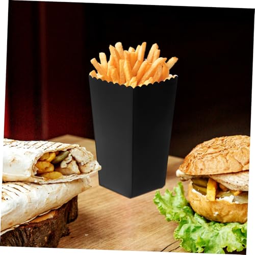 Anneome 48pcs Boxes Food Packaging Box Treat Paper Cup Paper Popcorn Bucket Popcorn Treat Boxes Popcorn Containers Paper Snack Boxes Waffle Cups Bucket Appetizers Serving Cup Black