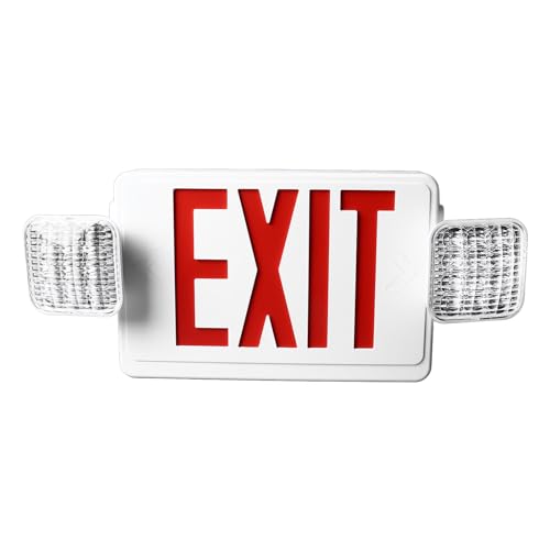 Led Exit Signs With Emergency Lights, Emergency Exit Sign AC85 to 265V With 2 Emergency Light for Schools, Churches, Hospitals