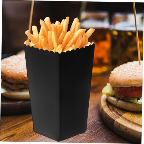 Anneome 48pcs Boxes Food Packaging Box Treat Paper Cup Paper Popcorn Bucket Popcorn Treat Boxes Popcorn Containers Paper Snack Boxes Waffle Cups Bucket Appetizers Serving Cup Black