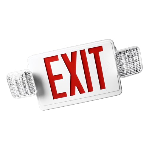 Led Exit Signs With Emergency Lights, Emergency Exit Sign AC85 to 265V With 2 Emergency Light for Schools, Churches, Hospitals