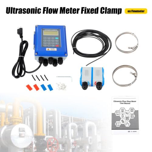 Ultrasonic Flow Meter,TUF-2000B+TM-1 Ultrasonic Flowmeter,DN50~DN700mm Fixed Clamp on Flowmeter Tool,LCD Digital Liquid Flowmeter,Bi-Directional Measurement Flow Meter for Water Supply Industries