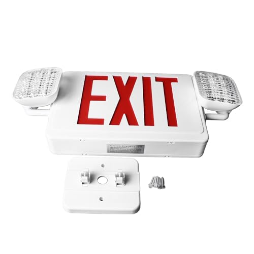 Led Exit Signs With Emergency Lights, Emergency Exit Sign AC85 to 265V With 2 Emergency Light for Schools, Churches, Hospitals