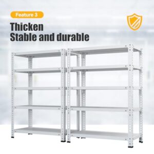 JINLIFORTOY Household Storage Rack, Adjustable Display Rack, Basement Balcony Storage Rack, Carbon Steel Storage Rack (White, 47.2 * 15.7 * 70.8in)