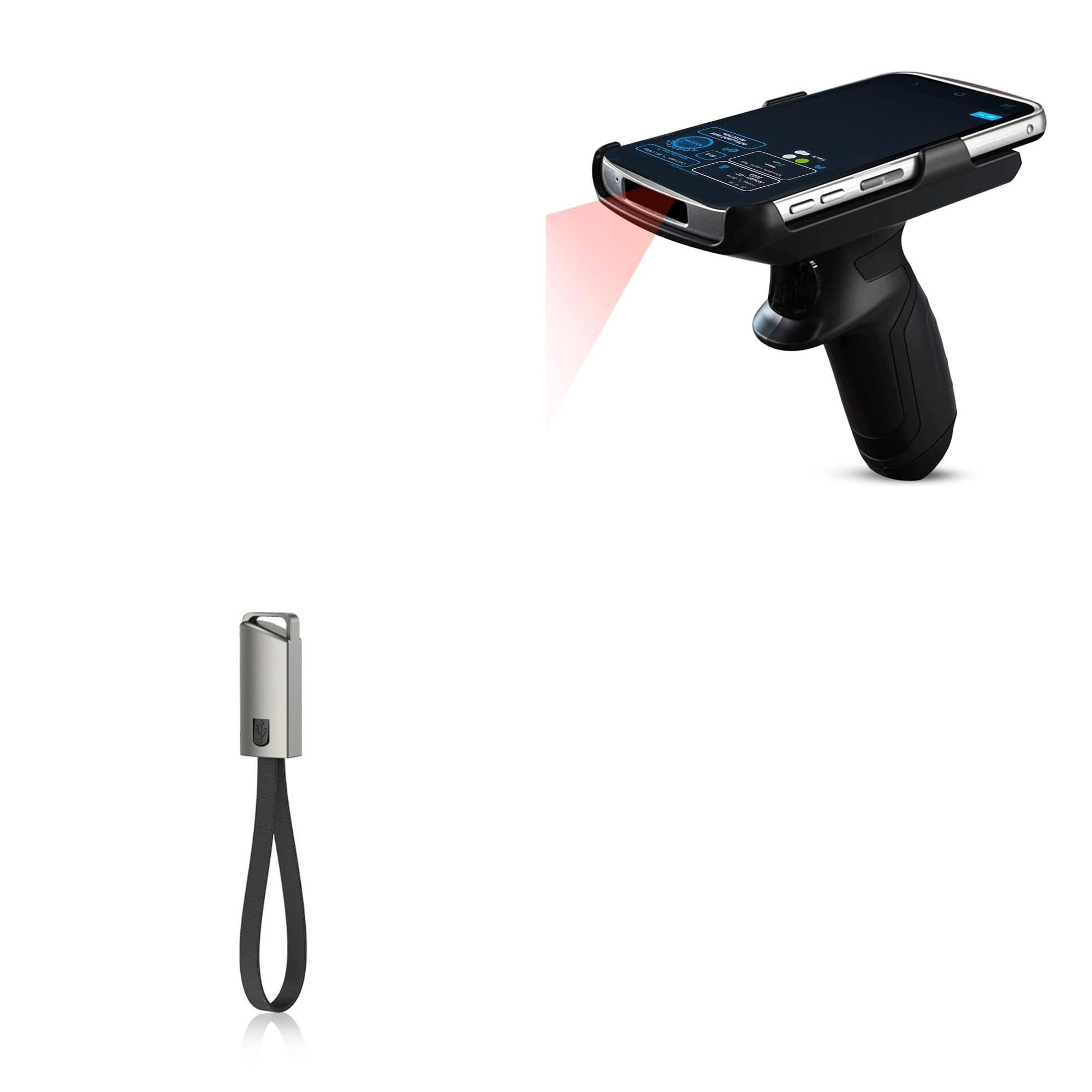 BoxWave Cable Compatible with Minor Decliner Portable ID Scanner - USB Type-C Keychain Charger, Key Ring USB Type-C to Type-A 8 in USB Cable - Jet Black