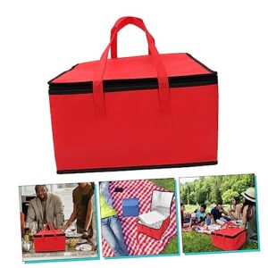 Zerodeko Insulation Bags Insulated Food Bag Foldable Warm Bag Lunch Bag Insulated Succulent Plush Toy Pizza Warmer Bag Insulated Grocery Bag Shopping Tote Zipper Tote Red Non-woven Fabric