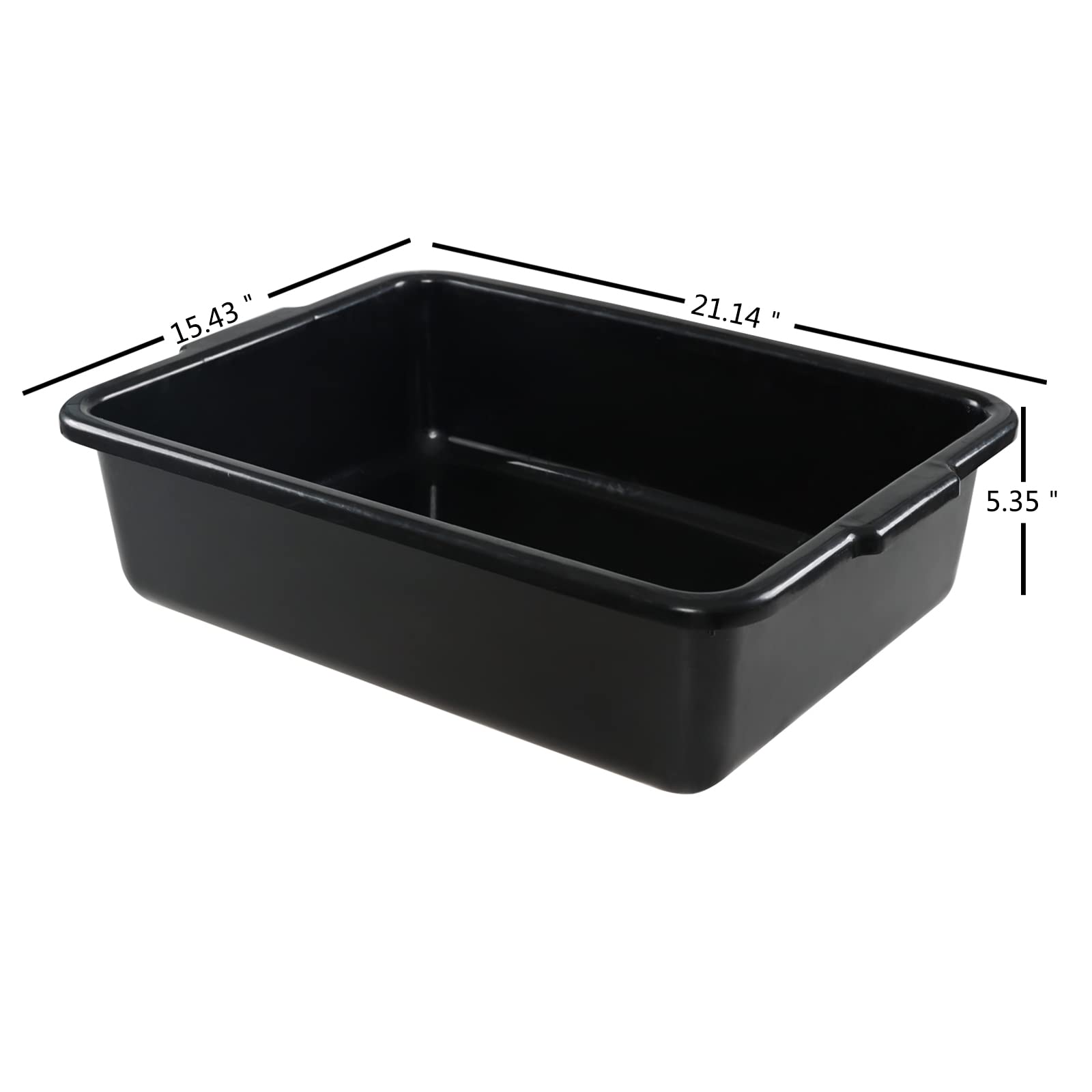 Cinkyou 4-Pack 23 L Plastic Bus Box, Black Commercial Utility Bus Box Tub