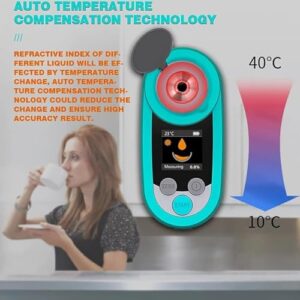 Digital Sugar Meter Refractometer, ±0.2% High Accuracy Brix Meter, 0-53% Range, 3s Fast Measurement, 0.1% Resolution, IP65 Waterproof, for Fruit, Juice, Industrial Solution Concentration