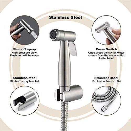 JIYTG Bidet Toilet Shower Bidet Sprayer Spray Douche kit Stainless Steel Bidet Booster Nozzle Toilet Spray Gun Set Shower