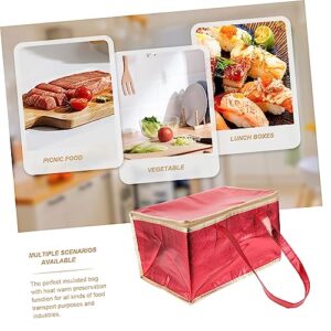 FUNOMOCYA Insulated Bag Food Storage Bag Decorative Thermal Food Bag Outdoor Insulation Bag Warmer Bags Insulated Tote Bags Pizza Carrier Bag Bags for Hot Food Pearl Cotton Aluminum Film Red