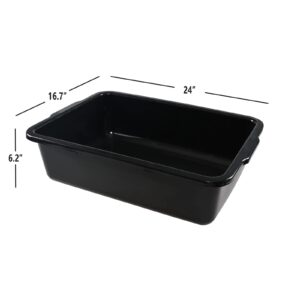 Cinkyou 32 L Large Commercial Bus Box, 4-Pack Plastic Utility Bus Tub, Black