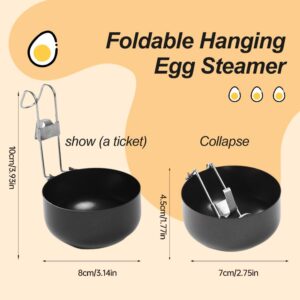 2 Pack Folding Egg Poacher, 2025 New Poached Egg Cooker Nonstick Poached Egg Pan Boiled Eggs Maker Cups, Round Poached Egg Spoon with Oil Brush Convenient Egg Poaching Cooking Tool Kitchen Gadgets (Black*2)