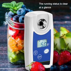 Brix Refractometer Meter, Digital Sugar Meter, Measuring Range Brix 0-53%, Accuracy Brix ±0.2%, 3s Fast Measurement, Zero Point Calibration, for Fruit, Food, Beverages