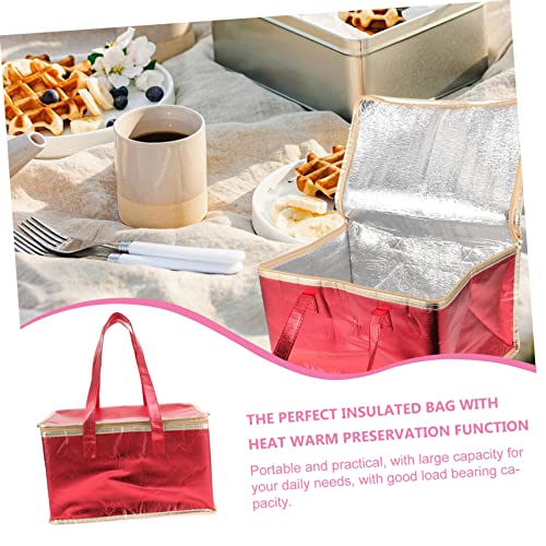 FUNOMOCYA Insulated Bag Food Storage Bag Decorative Thermal Food Bag Outdoor Insulation Bag Warmer Bags Insulated Tote Bags Pizza Carrier Bag Bags for Hot Food Pearl Cotton Aluminum Film Red