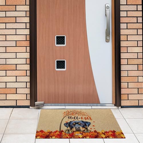 NeeQu Personalized Hello Fall Maple Leaves Door Mat Havanese Dog Autumn Decoration Doormat Home Entrance Way Floor Mat 23.6x35.4 Inch