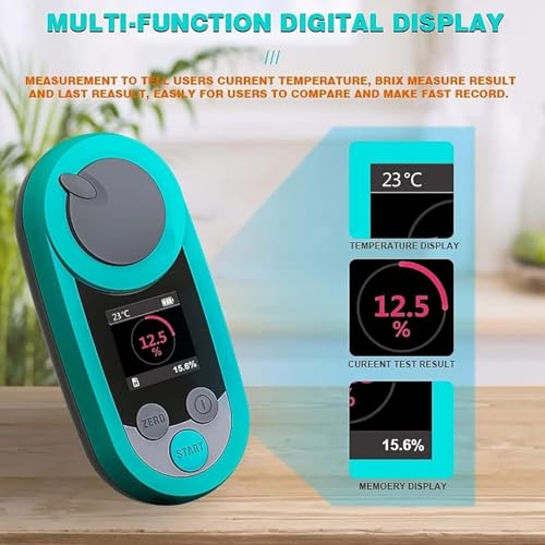 Digital Sugar Meter Refractometer, ±0.2% High Accuracy Brix Meter, 0-53% Range, 3s Fast Measurement, 0.1% Resolution, IP65 Waterproof, for Fruit, Juice, Industrial Solution Concentration