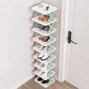 9 Tier Narrow Vertical Shoe Rack Space Saving DIY Freestanding Shoe Organizer with Storage Bag