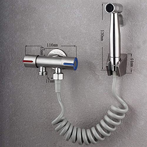 JIYTG Hand Held Bidet Toilet Sprayer Kit 4 Points 304 Multifunctional Toilet Companion Bidet Sprayer Dual tee Booster Spray Gun Set