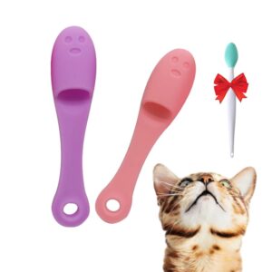 cat chin brush,cat chin cleaner,finger brush silicone pet toothbrush,cat finger toothbrush for pet dental care, finger brushes suitable for puppies and cats,dog toothbrush finger (b-2pc)