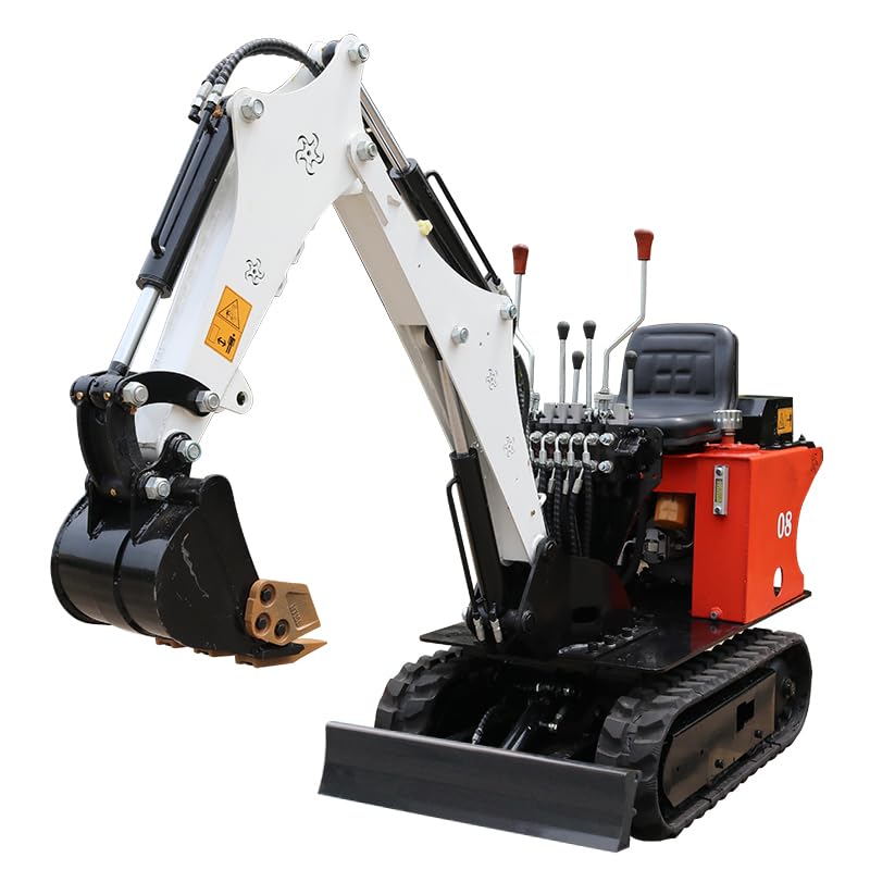 Mini Excavator – 0.8 Ton Trench Digger with Canopy, Hydraulic Thumb Clip, Hydraulic Oil Cooler