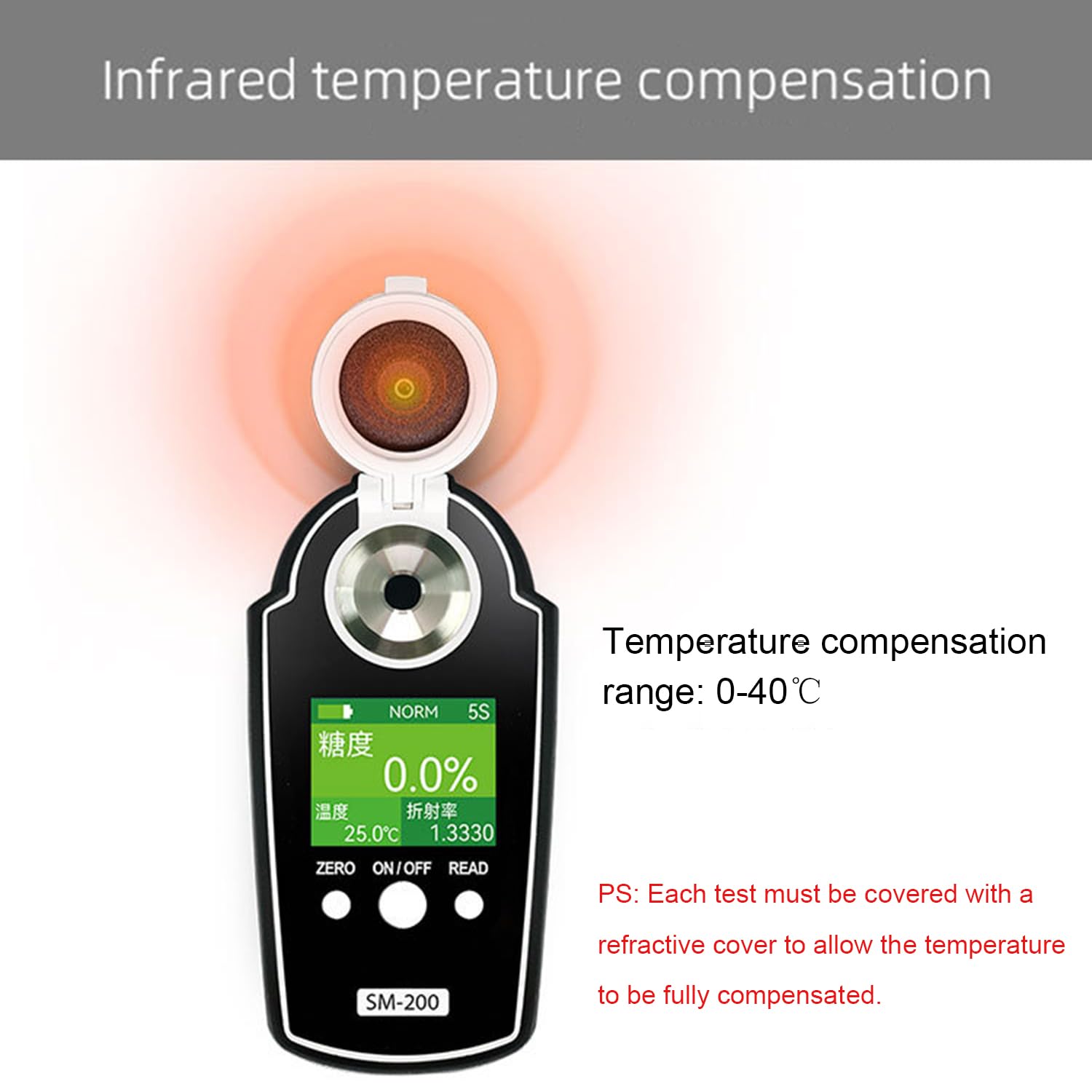 MiBoce 0-95% Handheld Brix Refractometer, Portable Digital Refractometer, with LCD Back-Light Screen, Temperature Compensation, Accuracy ±0.2%, 3s Fast Measurement, for Beverage, Fruit Juice