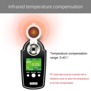 MiBoce 0-95% Handheld Brix Refractometer, Portable Digital Refractometer, with LCD Back-Light Screen, Temperature Compensation, Accuracy ±0.2%, 3s Fast Measurement, for Beverage, Fruit Juice