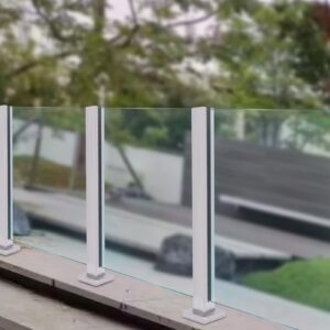 glass panel post/railing post,heavy duty glass railing post end post 25.6‘’/35.8”, durable 304 stainless balustrade post steel, balustrade for balcony deck stairs for concrete, porch steps (25.6‘’)