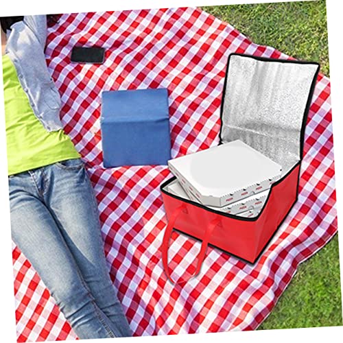 Zerodeko Insulation Bags Insulated Food Bag Foldable Warm Bag Lunch Bag Insulated Succulent Plush Toy Pizza Warmer Bag Insulated Grocery Bag Shopping Tote Zipper Tote Red Non-woven Fabric