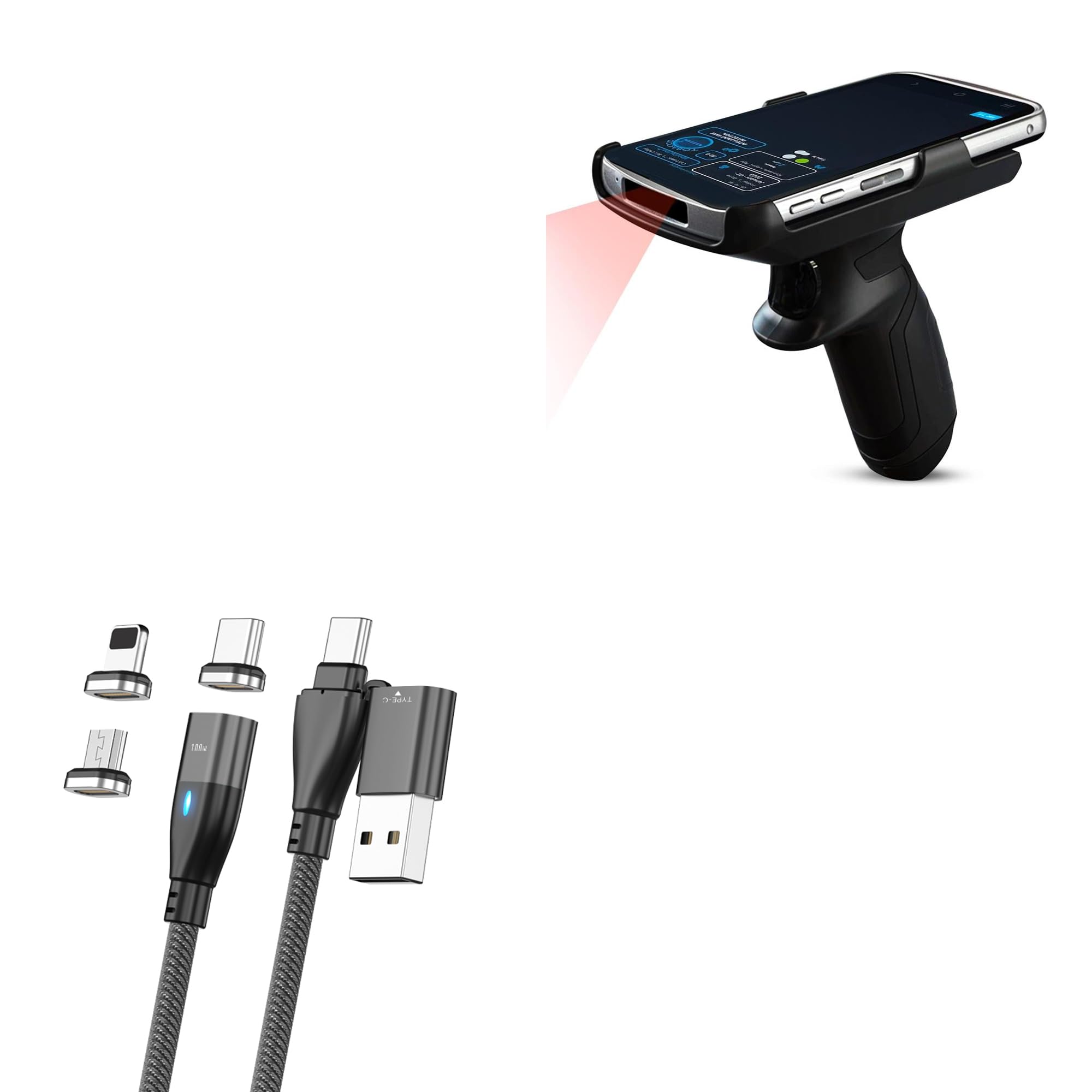 BoxWave Cable Compatible with Minor Decliner Portable ID Scanner - MagnetoSnap PD AllCharge Cable (100W), Magnet PD 100W Charging Cable USB Type-C Micro USB - Jet Black