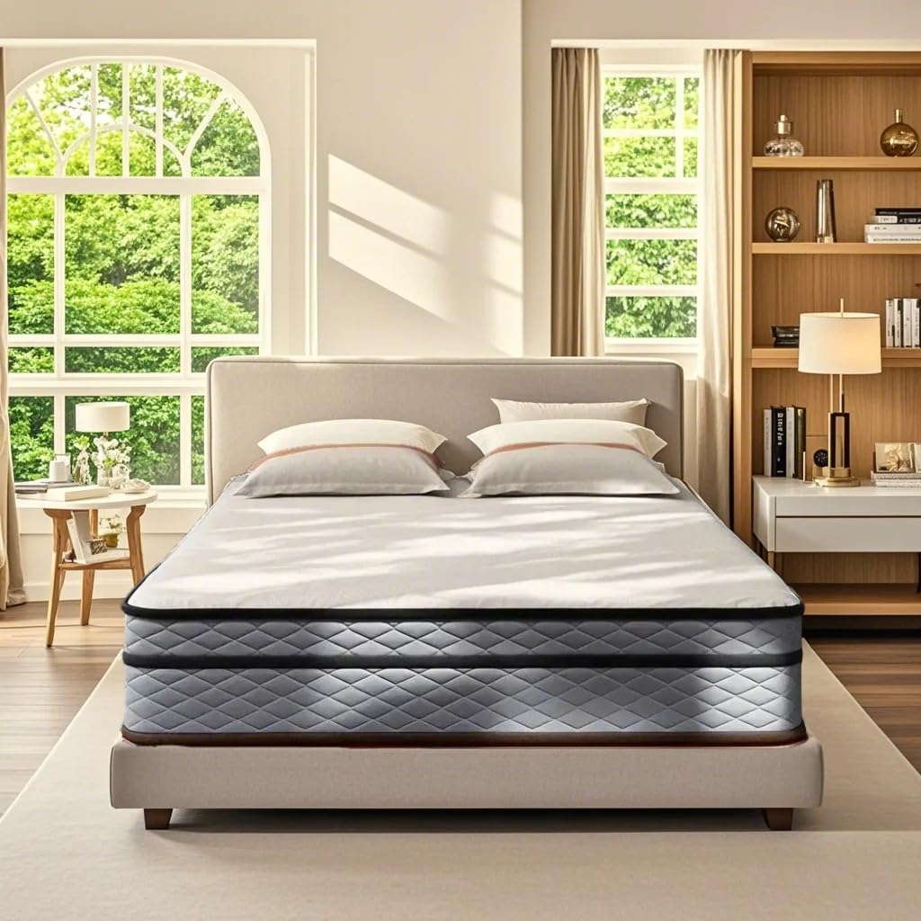 Xiconbao Twin Size Mattress - 12 Inch Hybrid Mattress in a Box, Gel Memory Foam, Motion Isolation, Pressure Relief, Edge Support, Pocket Springs, Medium Firm (Twin)