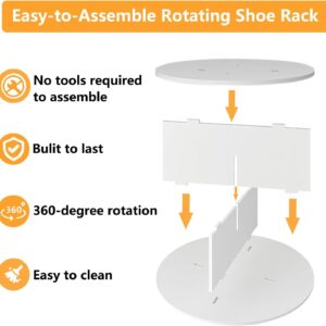 AUNVITO 7 Tier Rotating Shoe Rack Tower Free Standing Shoe Storage Rack 360° Vertical Handbag Shoe Display Organization Lazy Susan Shoe Shelf Organizer Shoe Rack Organizer for Living Room Hallway