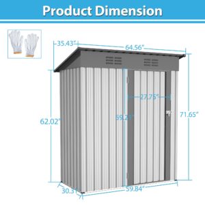 GihulaGo Outdoor Storage Shed, 5x3 FT Galvanized Steel Metal Shed, Lockable Waterproof Tool Storage Sheds for Garden, Patio, Lawn – Durable Storage Solution in Multiple Sizes