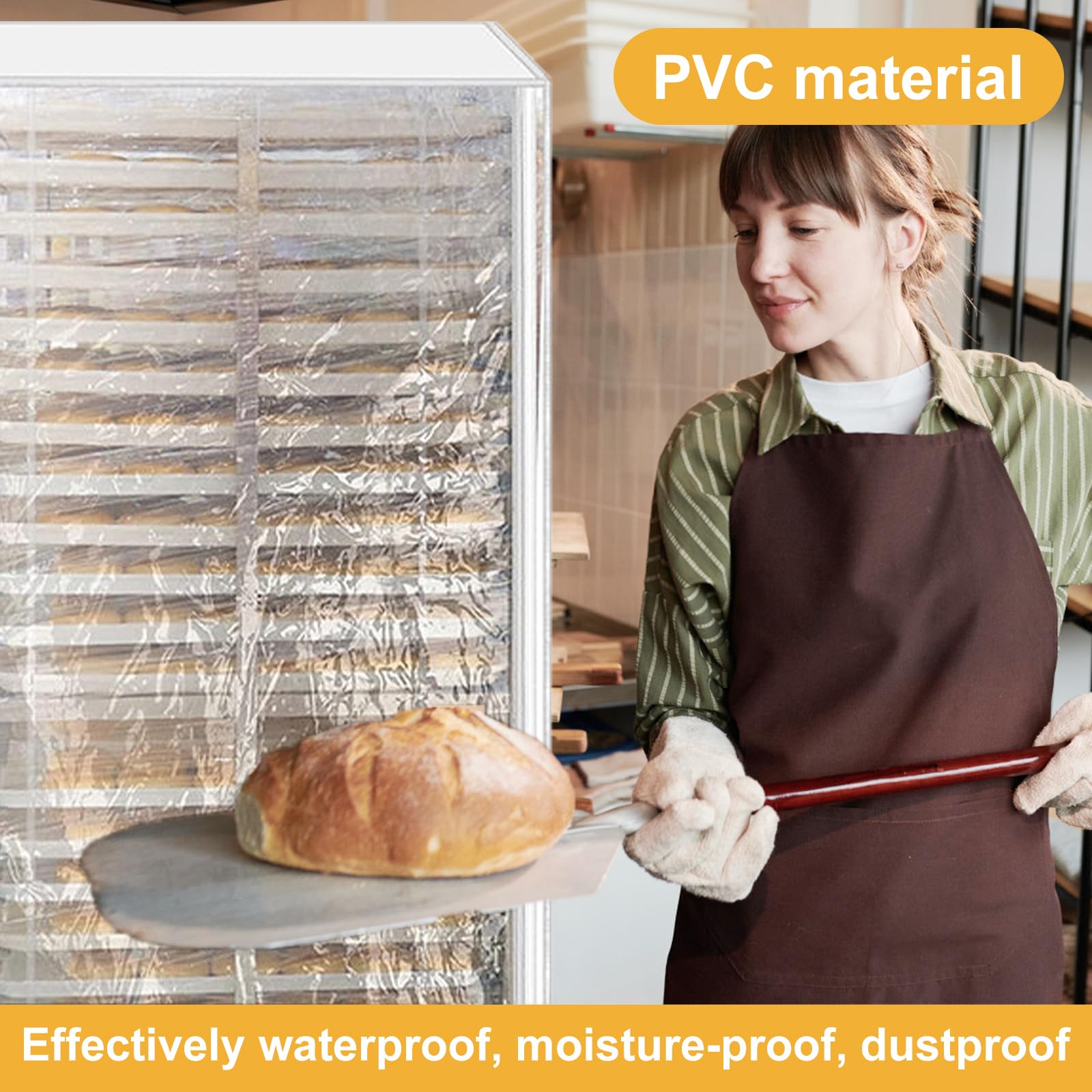 FALESOUL 2 Pcs Bun Pan Rack Cover, 23"x28"x61" Pan Rack Cover, Waterproof and Dustproof Bun Rack Cover with zipper, Keep Your Bakery Goods Fresh (28"x23"x61")